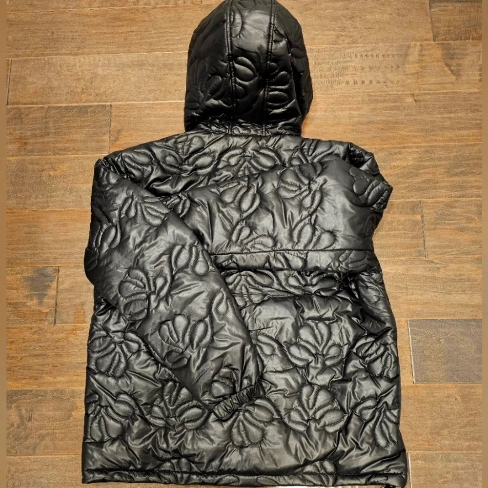 New Eco-Friendly Wasted Collective Black Quilted Hooded Jacket (Unisex) Sz Large